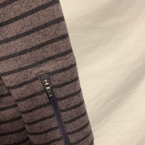 L.L. Bean Purple Striped Sweater Fleece Full Zipper Jacket Size L - Picture 5 of 11